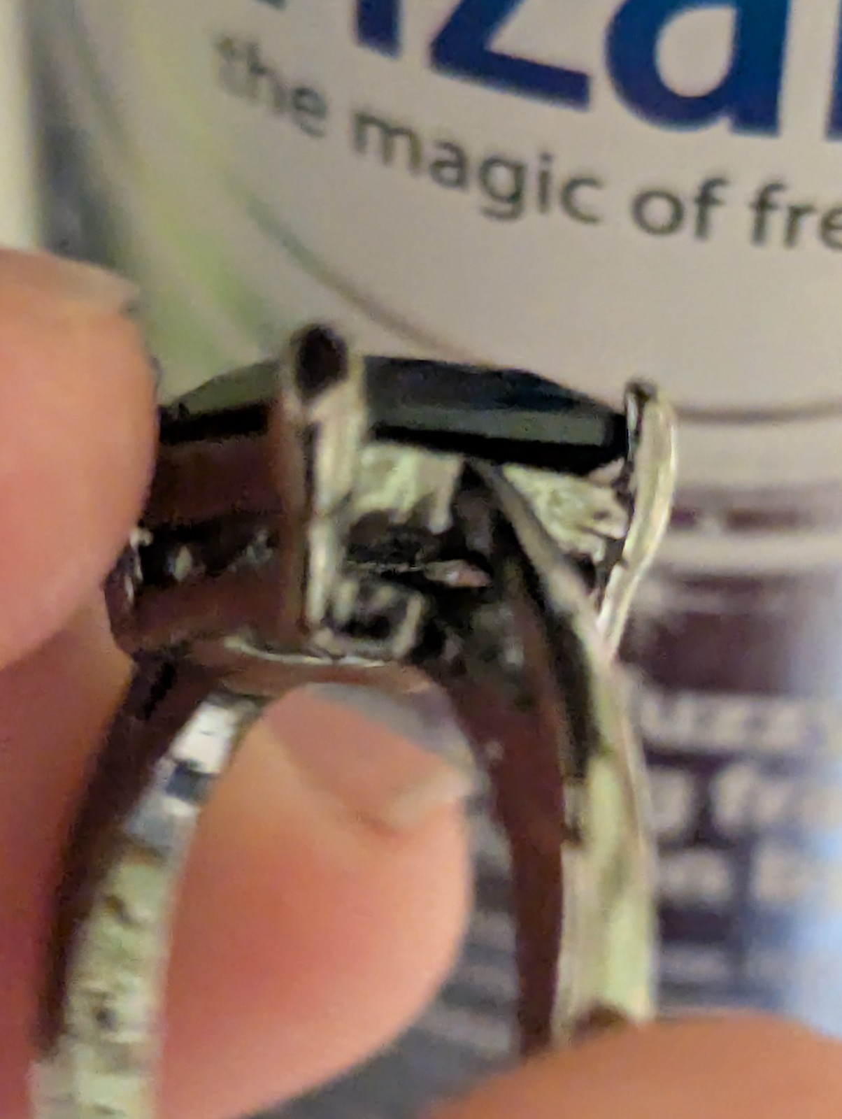 Small Black Rectangular Stud Black Ring - image 11