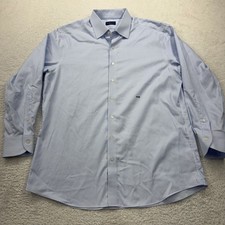 PROPER CLOTH Men's Blue Stripe Dress Shirt Custom Fit PHW Monogram XL