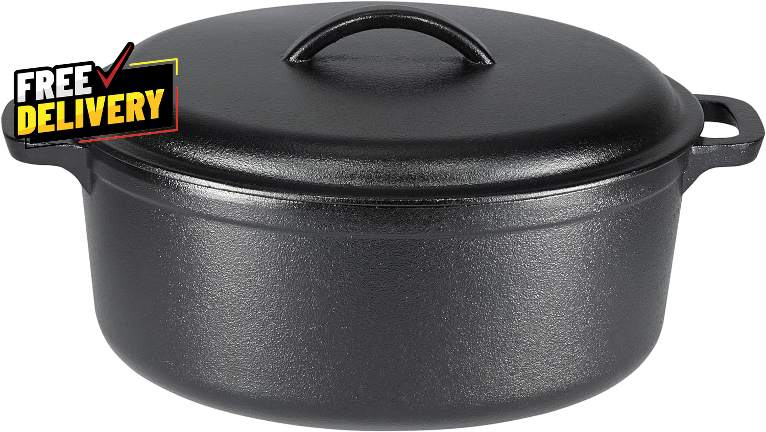 round Pre-Seasoned Cast Iron Dutch Oven Pot with Lid and Dual Handles HeavyDuty