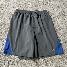 Vintage Y2k Nike Dri fit Lined Running Shorts Grey Blue Mens Medium Drawstring