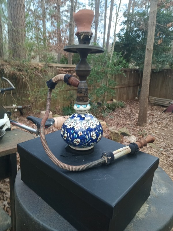 Vnt Turkish Hookah Kutahya Citi Hand Made Ceramic Iznik Style Blue Floral.
