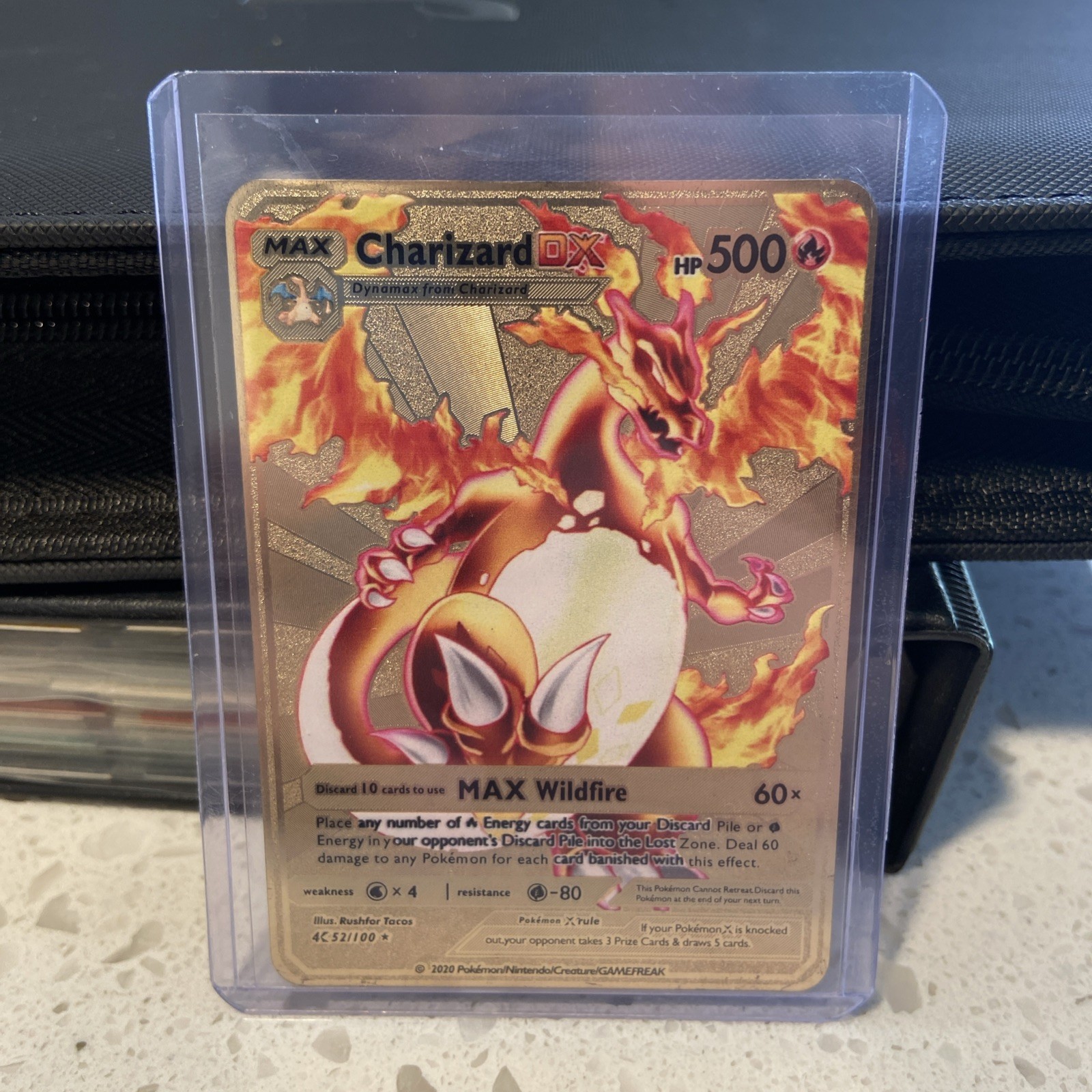 Pokemon Charizard DX 52/100 collectible Gold Metal Pokemon Card Max Wildfire