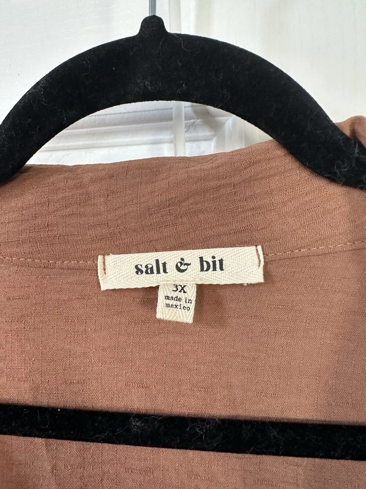 Salt And But Dusty Rose Button Down Dress Relaxed Fit Sz 3X Travel Beach - Image 3 of 4