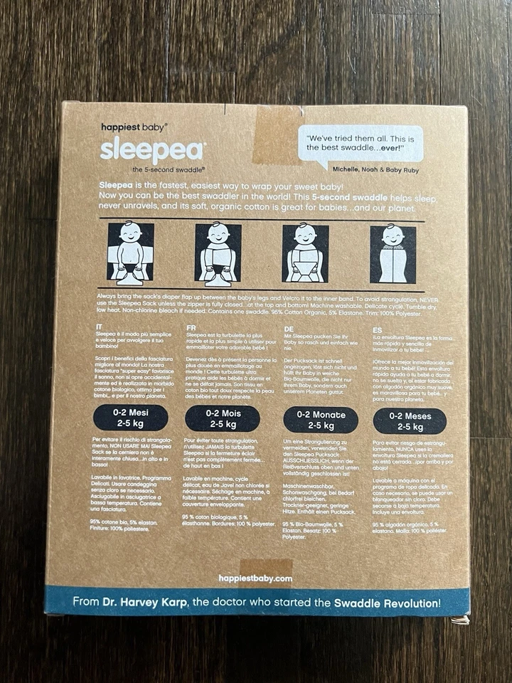 Envoltura Happiest Baby Sleepea pequeña, 0-2 meses, planetas azules Foto 2 de 4