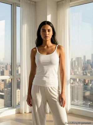 Pompadour Damen Unterhemd Bio Baumwolle Trägerhemd Spaghetti Top weich | 6 Stück