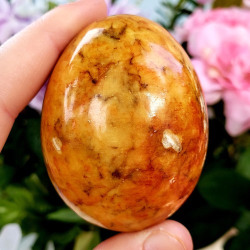 Aragonite yellow stone polished Natural Healing Crystal Gemstone Egg with stand - Picture 2 of 5