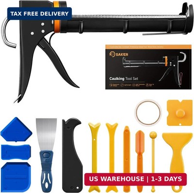 Saker Manual Caulk Gun Kit, Caulking Gun with 11-in-1 Caulking Tool Set, Sealant