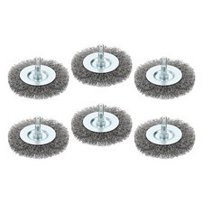 Wire Wheel Brush, 6pcs 3in Crimped Steel Wire 0.012"(0.3mm), 1/4in Hex Shank
