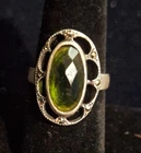 Lovely Vintage 925 Sterling Silver Peridot & Marcasite Ring Sz 7.5