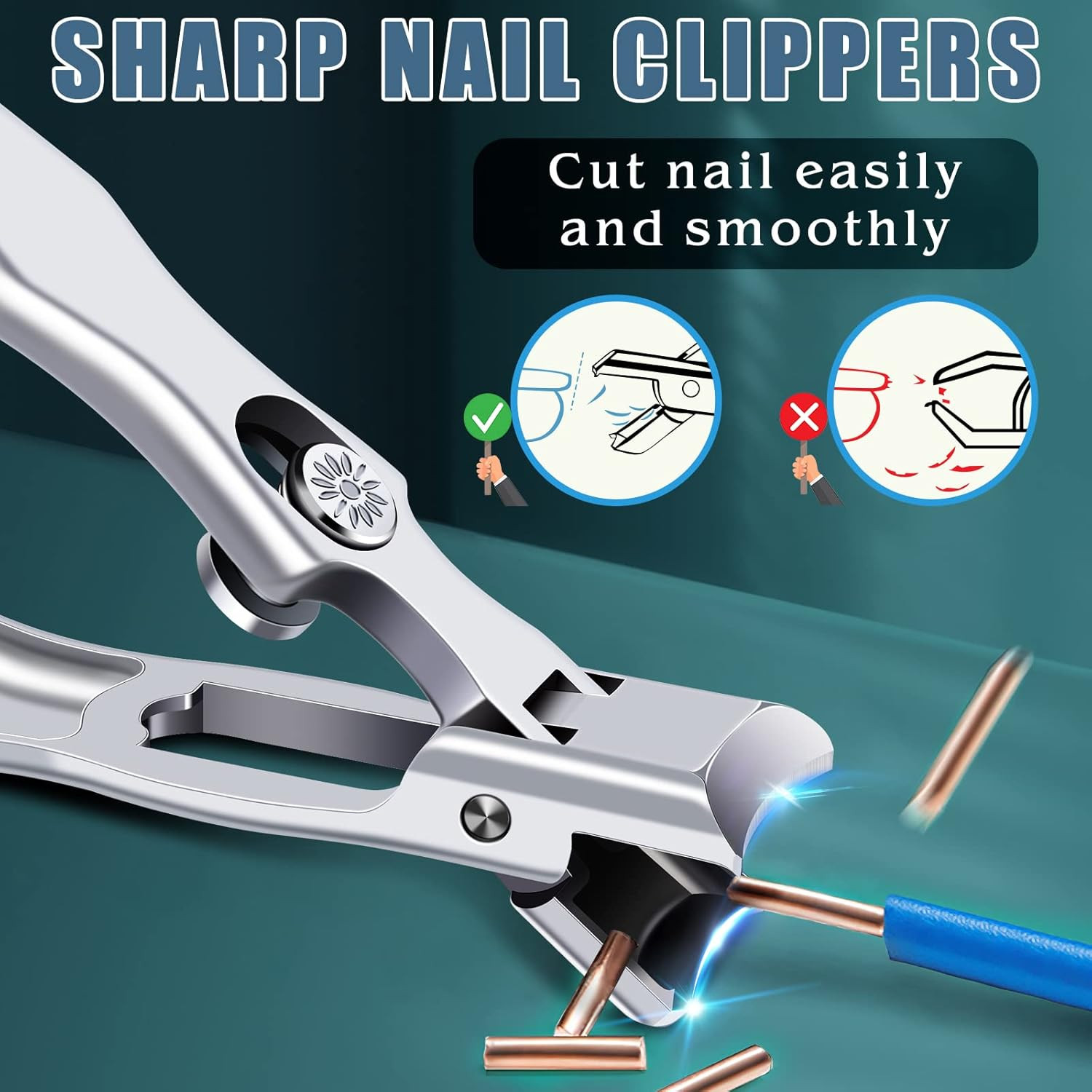 German Nail Clippers for Men with Catcher, Heavy Duty Toe Nail Clippers for Thic