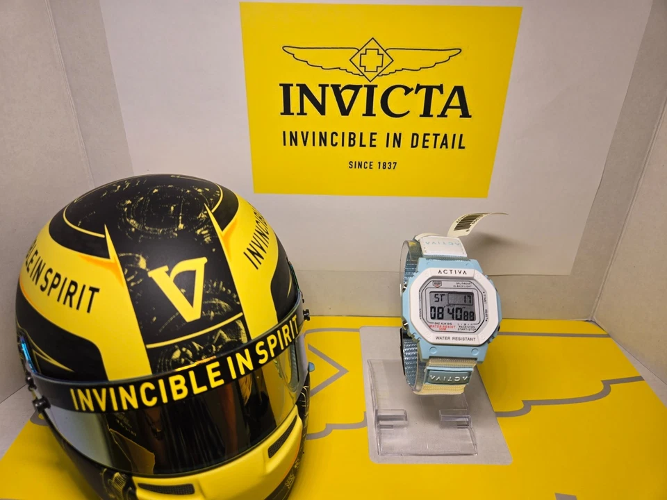 Reloj digital Activa X Invicta 44,5 mm azul claro y blanco con correa OTAN Foto 4 de 4