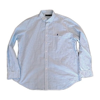 Polo Ralph Lauren Oxford Shirt XXL Blue Purple Check LS EUC Free Ship  
