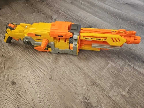 NERF Vulcan EBF-25 Dart Gun Blaster Tested Working Yellow Orange Nerf Gun