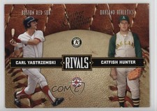 2004 Donruss Leather & Lumber Rivals Carl Yastrzemski Catfish Hunter HOF 14mg