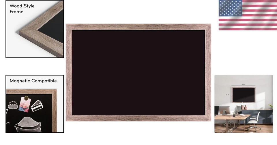 Large Magnetic Chalkboard, 24x36" Rustic Wood Frame - Image 2 of 4