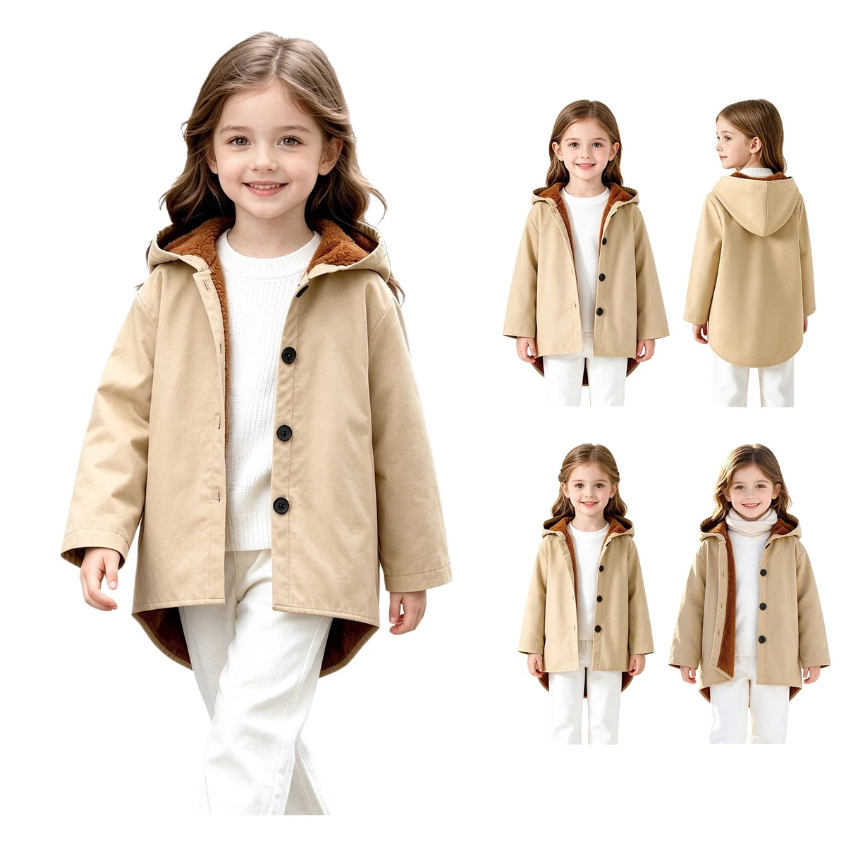 Girls Outerwear Durable Jacket Warm Keeping Coat Comfortable Casual Coat Hooded