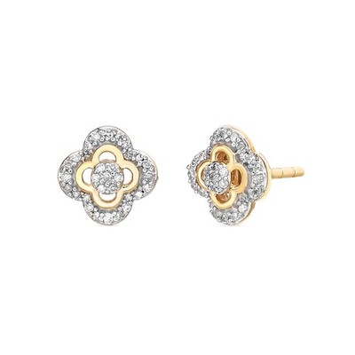 Ohrringe Gelbgold Kleeblatt Diamant