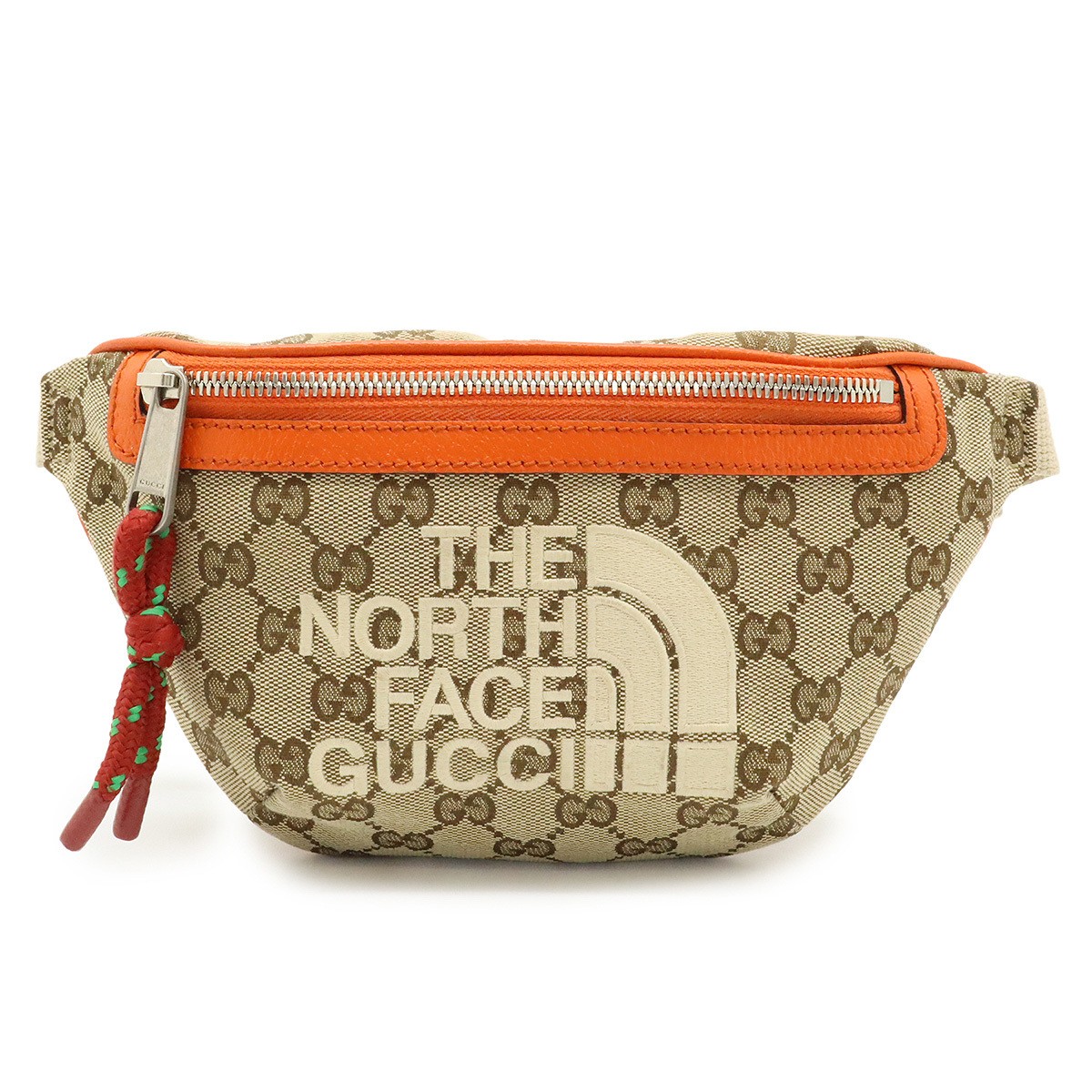 GUCCI GG Canvas Waist Bag Body Bag THE NORTH FACE Collaboration Beige Orange 650