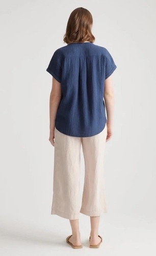 Camicia Quince cotone biologico garza rotolo blu navy manica taglia small nuova con etichetta - Foto 2 di 8