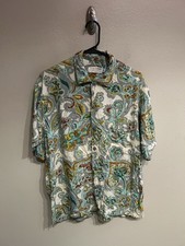 Vintage Jams World 50 Years Mens Medium Floral Hawaiian Shirt Paisley Flaw