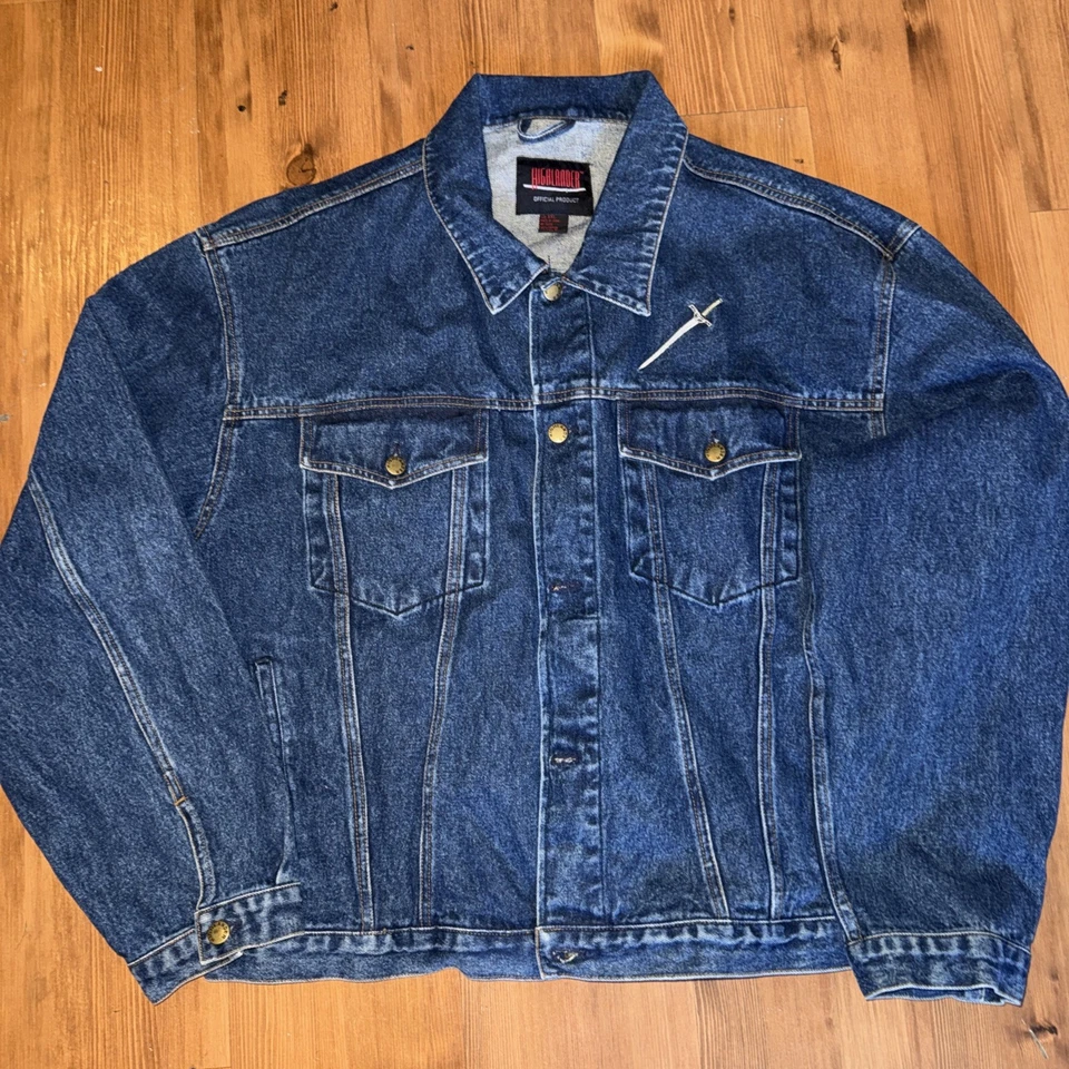 Jaqueta jeans vintage Highlander só pode haver um tamanho XXL bordada anos 90 - Imagem 4 de 4