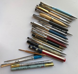Vintage Lot Of Pens Pencils Fountain Ballpoint Cross, Parker, Sterling Silver ++