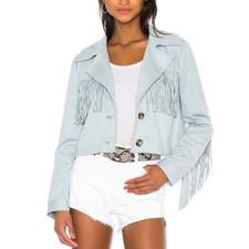 Tularosa suede fringe Crop jacket-blazer Blue Cowgirl Country Fairy Y2k Boho Xs