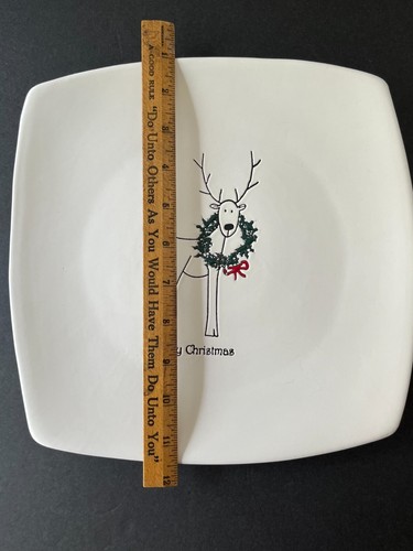 RUDY the Christmas Reindeer Wreath Cordon Bleu Ceramic Dish Serving Tray - Picture 3 of 5
