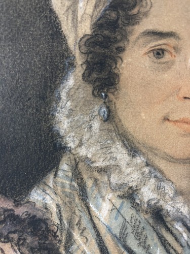 Gouache Circa 1850 Darstellend Einer Frau Mit Kopfschmuck Ära Napoleon - Picture 9 of 10