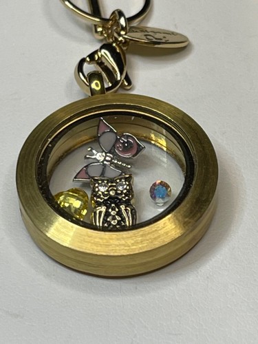 Origami Owl medium gold hinged locket w chain and charms - Bild 5 von 6