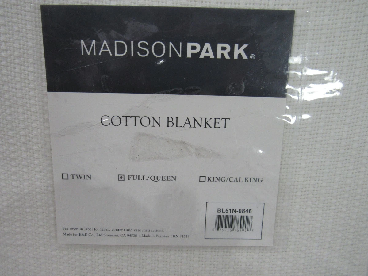 Madison Park Freshspun Cotton Basketweave Full Queen Blanket