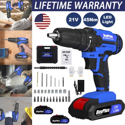 Electric Drill Power Tool Cordless Screwdriver 31PCS Drill Set w/1or2 Battery