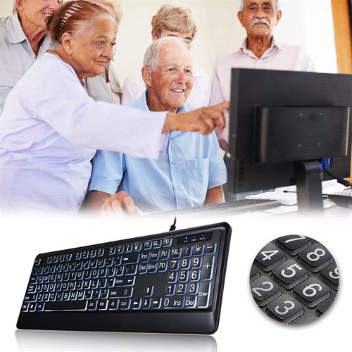 104 Key Wired Keyboard Backlit Large Print Keyboard Business Standard Keyboard - Picture 2 of 10