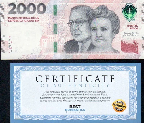 Argentina 2000 Pesos 2023 x 1 BANKNOTE UNC CURRENCY MONEY 2nd desing Sufix E,M,O