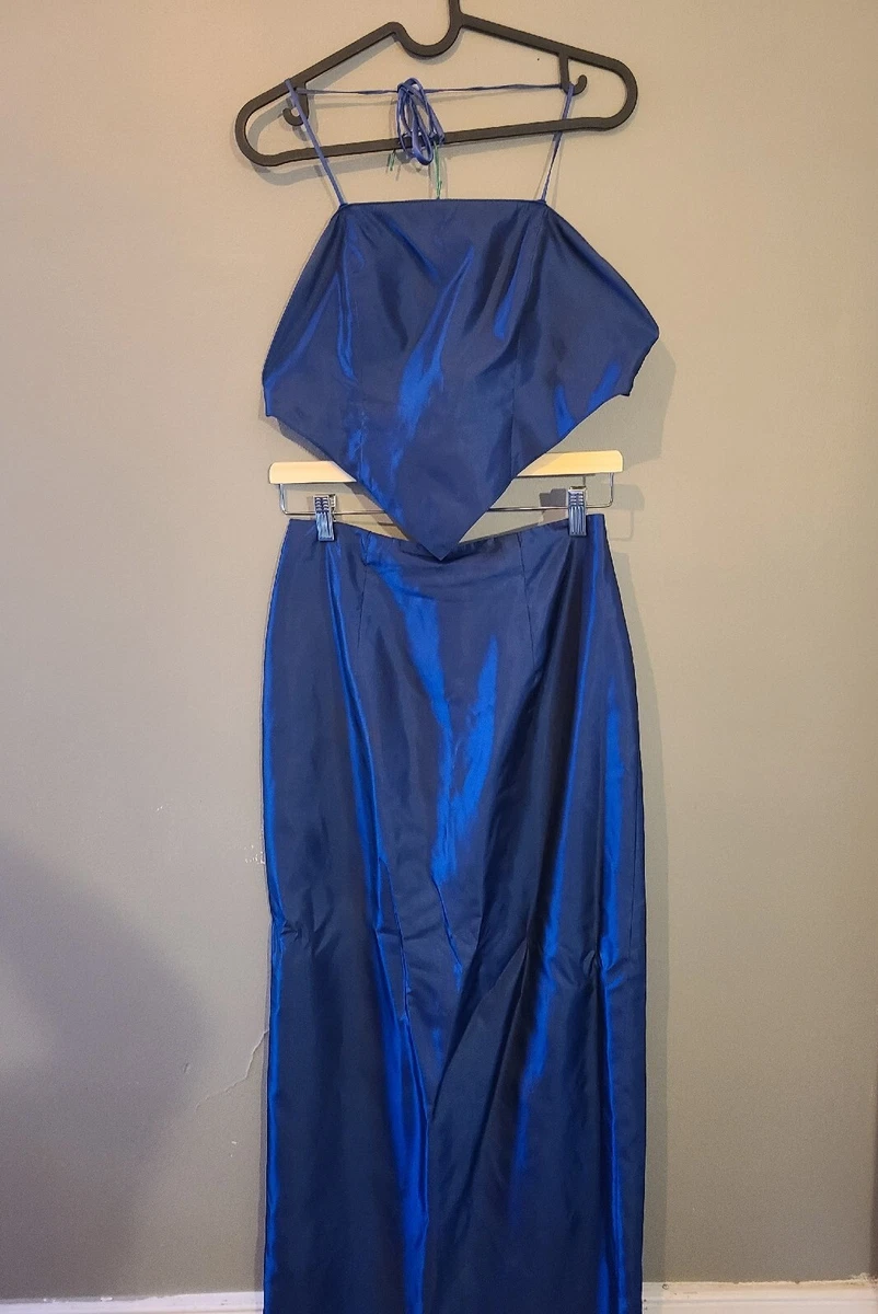 90s Jacob two piece prom dress handkerchief hem top midnight