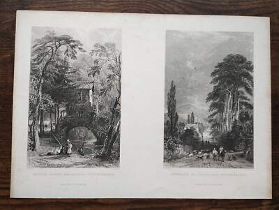 Bridge House, Ambleside & Approach to Ambleside - Antique Print - 1835
