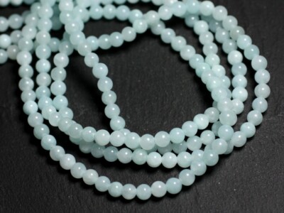 Fil De Perles Jade Boules 6mm Bleu-vert Turquoise - 39cm Environ 62 Pièces - Neuf