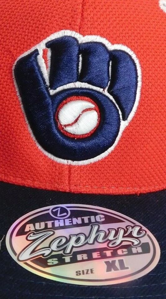 Milwaukee Brewers Hat Fitted XL Aprox 7 5/8" Stretchfit MLB Monroe Zephyr Cap - Image 3 of 4