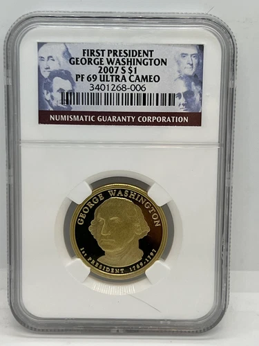 2007 S $1 FIRST PRESIDENT GEORGE WASHINGTON NGC PF 69 Ultra Cameo #509