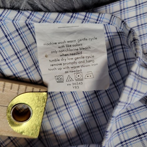 Kenneth Cole Reaction Shirt Mens XXL Blue Plaid Long Sleeve Button Down Collared - Picture 3 of 8