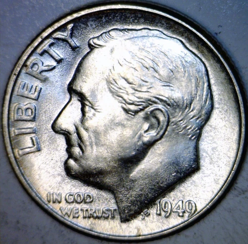 1949 AU + Roosevelt Dime SILVER Coin Key Date High Grade LOT #8  NR   FREE SHIP