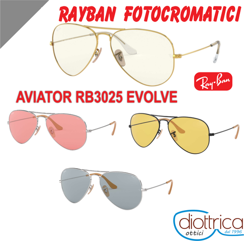 Occhiali da sole RayBan Aviator RB 3025 Evolve Fotocromatici uomo lenti  gialle | eBay