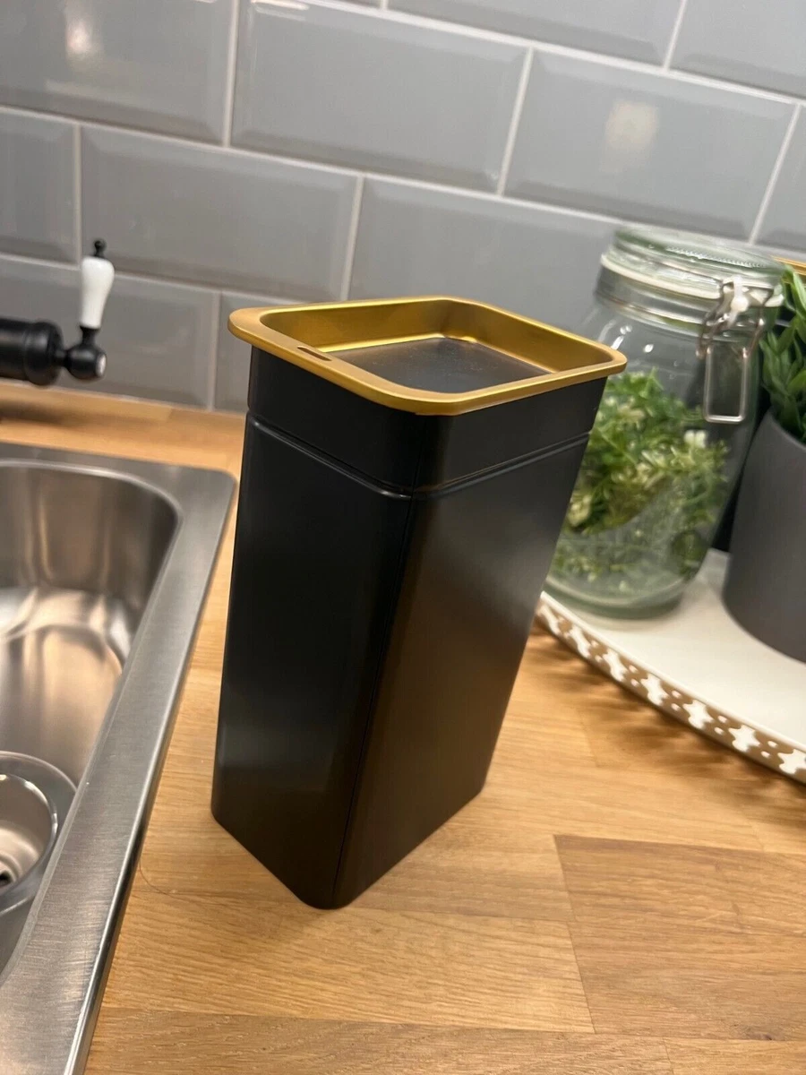 Ikea BLOMNING Tin Coffee Tea Caddies Jar Kitchen Canister Black Gold UK