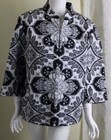 DAZZLER Chico's 3 XL Woven Cotton Black White Fabric Art-to-Wear Jacket