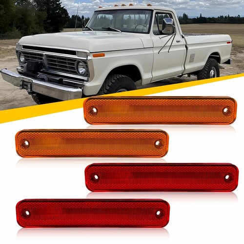 LED Amber Front & Rear Side Marker Lights For 1973-1979 Ford F100 F150 F250 F350 - Picture 8 of 24