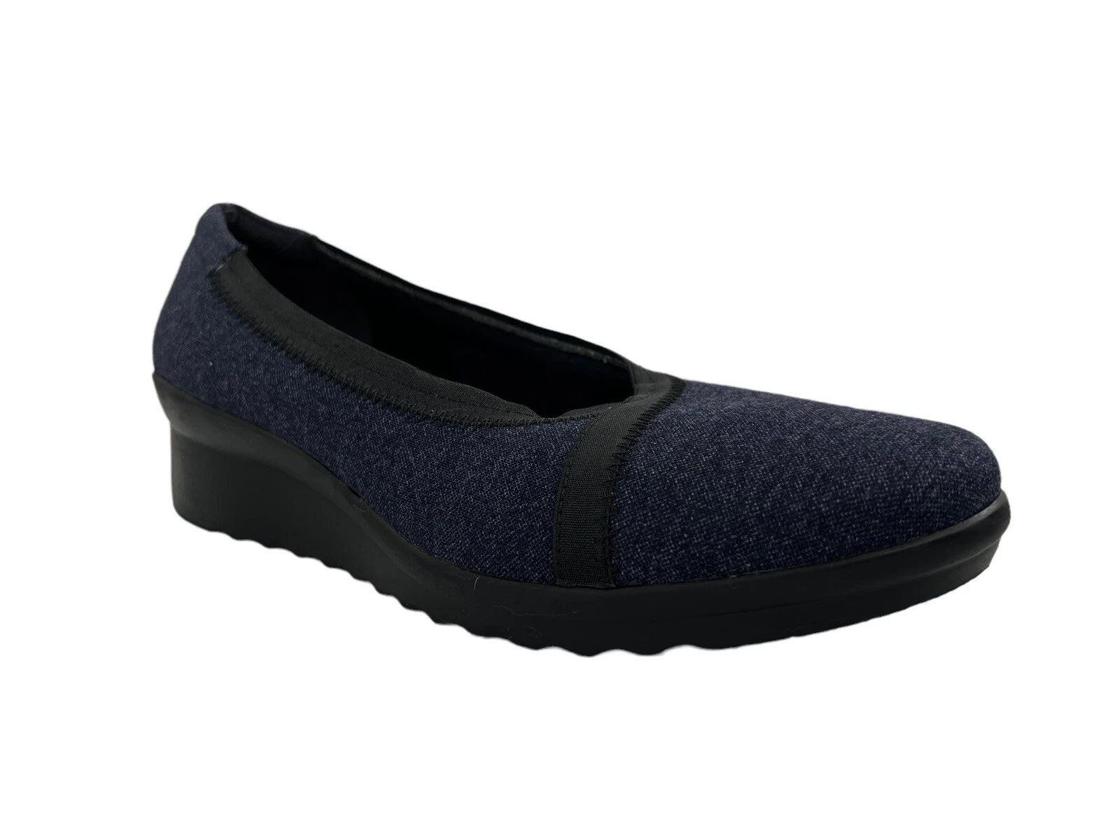 Mocassini Clarks donna Cloudsteppers Caddell Dash zeppa bassa taglia 9 M blu denim