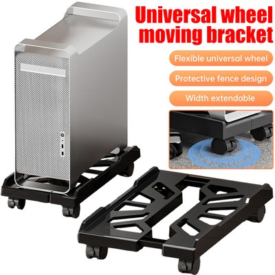 Black Desktop Computer Host Chassis Bracket Base With Pulley Movable Adjustable