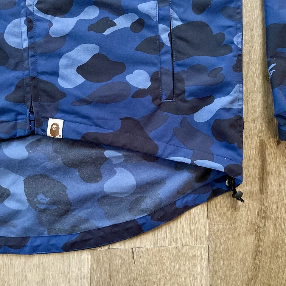 RARE FW14 A Bathing Ape Bape Navy Blue Camo Cycling Windbreaker Jacket NIGO - Image 3 of 4