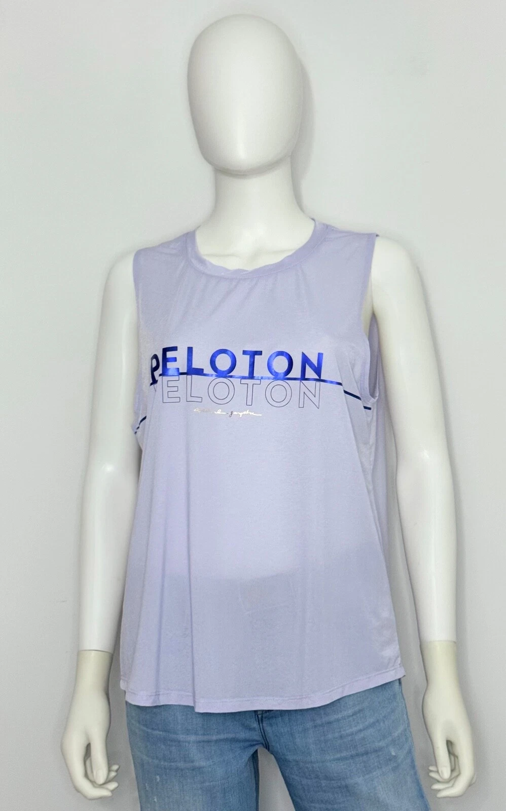 Peloton Spiritual Gangster Womens Tank Top XL Lavender Crew Neck Breathable Logo