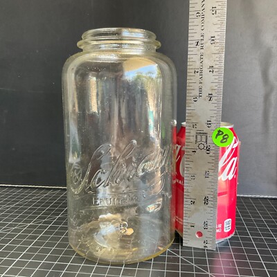 Vtg SCHRAM FRUIT JAR ''B'' Canning Bottle NO LID Bottom Emb. ''Schram St Louis''